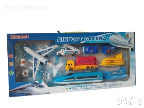 Детски комплект превозни средства , самолет,кораби,влак, снимка 1