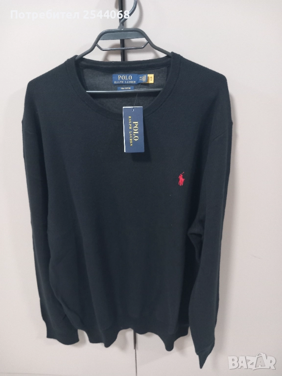 Polo Ralph Lauren, Памучен пуловер Classics с овално деколте, Тъмносин / Червен, 2XL , снимка 1