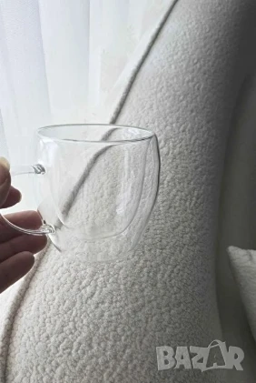 Стъклена чаша за кафе с двойно дъно 200ml, снимка 1