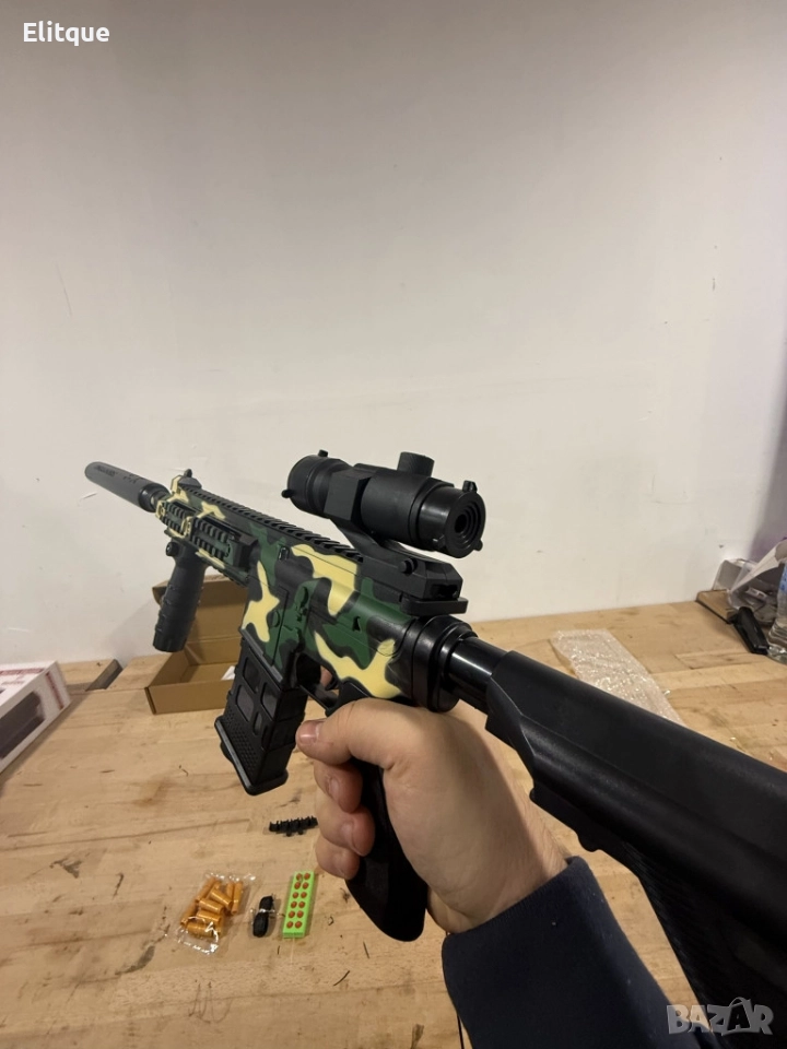 Детска играчка пушка автомат с меки патрони и допълнителни екстри, снимка 1