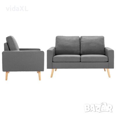 vidaXL Комплект дивани, 2 части, текстил, светлосиви（SKU:3056624, снимка 1