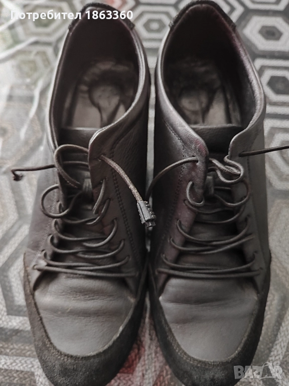 черни обувки с платформа естествена кожа, снимка 1