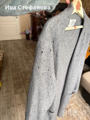 Нова маркова сива жилетка без закопчаване на дупки Denim Hunter овърсайз oversize модел, снимка 6 - Жилетки - 54156540