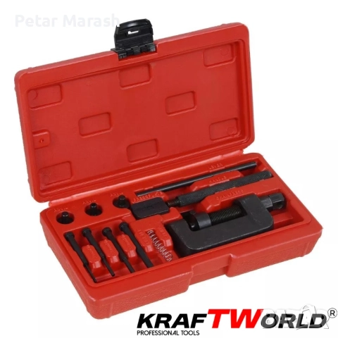 Комплект за разглобяване и занитване на вериги KraftWorld – универсален, #35–#630, снимка 8 - Други инструменти - 51452258