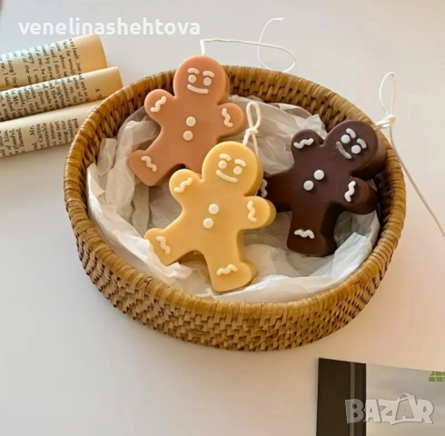 Джинджифилово човече дълбок силиконов молд форма свещи гипс сапун смола фондан шоколад , снимка 2 - Форми - 52260598