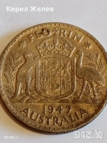 Сребърна монета 2 шилинга 1947г. Австралия Крал Джордж шести 46902