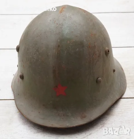 WW II Стара Българска военна каска обърнат ръб, снимка 2 - Антикварни и старинни предмети - 47292837