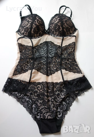 Secret Possessions EU 75C (B) луксозно телесно боди с черна дантела, снимка 2 - Бельо - 54140195