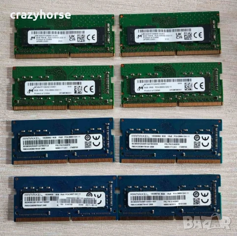 RAM памет SODIMM 8GB DDR4 PC4 от 2400MHz до 3200MHz (Micron, Ramaxel)