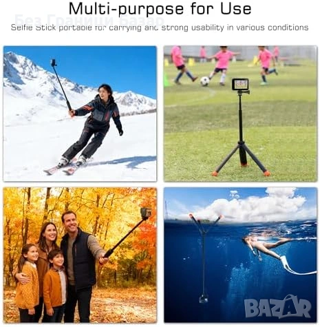 Нов Телескопичен водоустойчив селфи стик с трипод за екшън камера DJI, снимка 7 - Чанти, стативи, аксесоари - 53569569