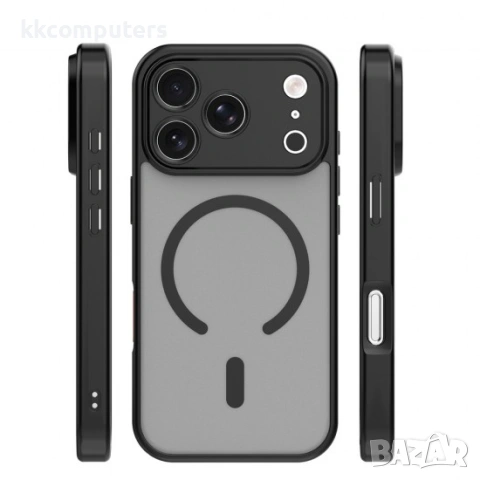Кейс Mag Matt с отвори за камерите за iPhone 17 Pro Max (6.9) черен и Протектор , снимка 2 - Калъфи, кейсове - 54156230
