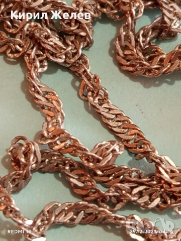 Старо сребърно синджирче с спираловидна ретро плетка майсторска изработка 40425, снимка 4 - Колиета, медальони, синджири - 52924803