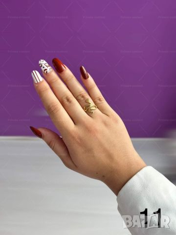 Хубав дамски златист пръстен тип змия от медицинска стомана, снимка 6 - Пръстени - 46375706