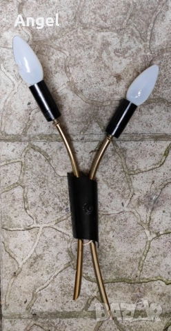 Ретро лампа в черно и златно 1960г, снимка 2 - Антикварни и старинни предмети - 52253840