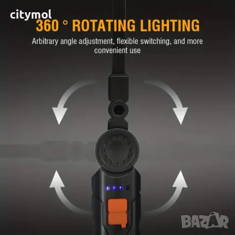 Мощна мини работна лампа и фенер, магнит и кука, Type C зареждане, снимка 7 - Аксесоари и консумативи - 46856060