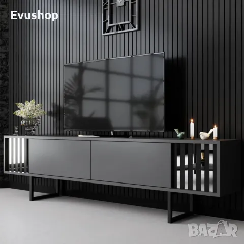 Blackline ТВ Шкаф с Метални Крака - Антрацит