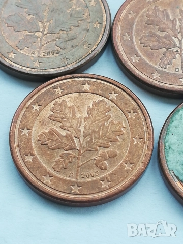 лот от 1 евро цент Германия 2002 г. букви A,D,F,G,J, снимка 5 - Нумизматика и бонистика - 48030558