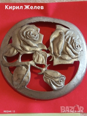 ВИНТИДЖ КАНАДСКИ КАПАК за СТЪКЛЕНА КУПИЧКА от КАЛАЙ с РОЗИ 52150, снимка 4 - Други ценни предмети - 52502544