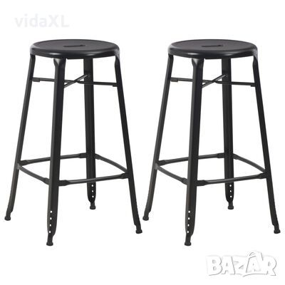 vidaXL Бар столове, 2 бр, черни, стомана(SKU:280077, снимка 1 - Столове - 45985488