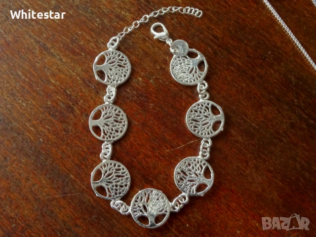 Посребрен дамски комплект - колие, обеци, гривна - "Келтско дърво", снимка 4 - Колиета, медальони, синджири - 53623112