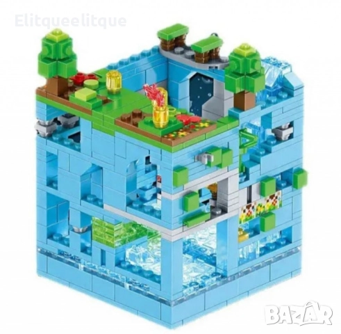 Конструктор Minecraft "Битката във водната пещера" – 503 части със светеща LED-подсветка LB606, снимка 3 - Конструктори - 52274352