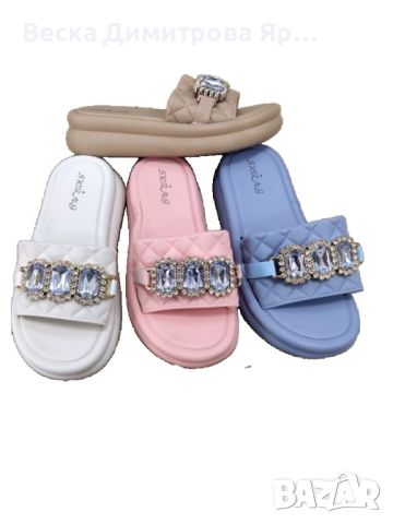 Бижу за вшите крака: Луксозни дамски чехли с кристали които привличат вниманието със своя блясък, снимка 1 - Чехли - 45497186