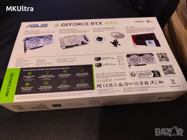 ASUS Dual RTX 4060 OC White Edition 8 GB + 1г. Гаранция, снимка 4 - Видеокарти - 52849902