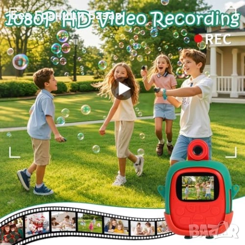 Нов фотопринтер Детска камера с моментен печат 1080P + 32GB карта и хартия, снимка 5 - Други - 52002923