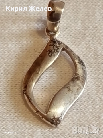 Сребърна висулка елегантен и изчистен дизайн във формата на листо майсторска изработка 40075, снимка 7 - Колиета, медальони, синджири - 52717908
