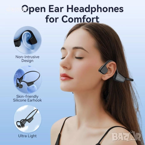 Слушалки с костна проводимост, безжични Bluetooth 5.4 слушалки с отворено ухо, с микрофон, снимка 2 - Безжични слушалки - 52106869