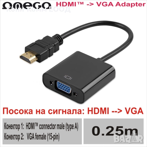 HDMI to VGA адаптер - 7.00лв, снимка 1
