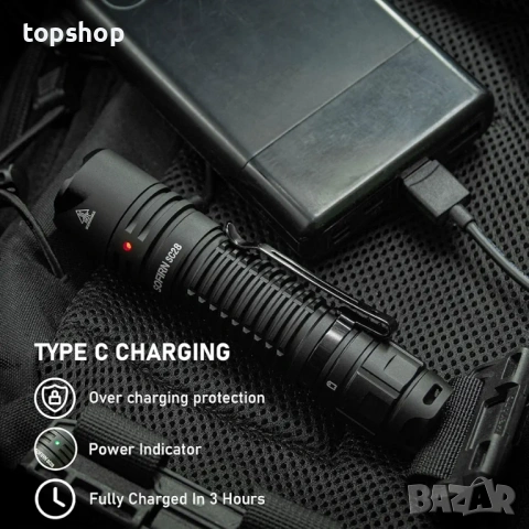 Чисто нов мощен тактически фенер SOFIRN SC28 2800 лумена Нов Акумулаторен  , снимка 5 - Къмпинг осветление - 53884524