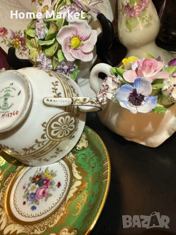 Crown Staffordshire England - Circa 1930 Pattern A 13460 - невероятно красив английски двоен сет, снимка 9 - Антикварни и старинни предмети - 52676302