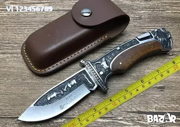 Нож,сгъваем 127х227+ кожен калъф - Columbia A3191, снимка 2 - Ножове - 52777335