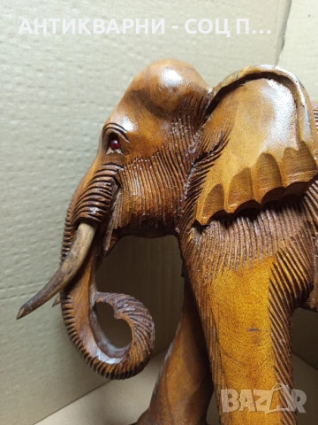 Стар Голям Ръчно Изработен Дървен Слон., снимка 9 - Антикварни и старинни предмети - 50991470