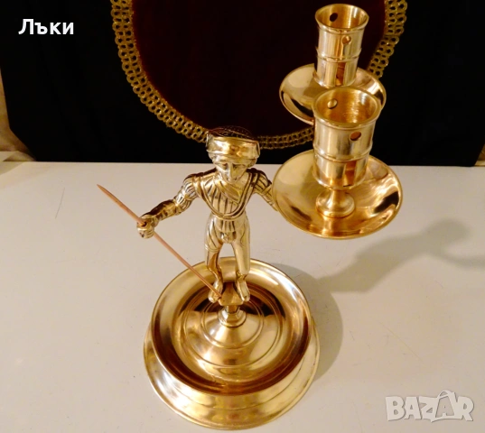 Бронзов свещник,скулптура Landsknecht leuchter,1.7 кг. , снимка 3 - Антикварни и старинни предмети - 54101894