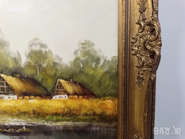 Маслена живопис „Селски пейзаж“ (65х85 см), снимка 8 - Картини - 53966666