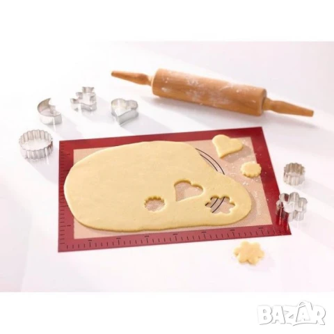 Подложка за месене и точене силиконова NoStik 38.5x58.5см., Червена граница/кафяв интериор, в кутия, снимка 2 - Аксесоари за кухня - 50622903