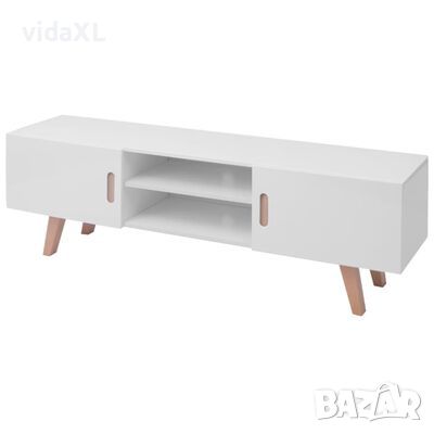 vidaXL ТВ поставка МДФ 150x35x48,5 см бял гланц（SKU:242779, снимка 1 - Шкафове - 46116990