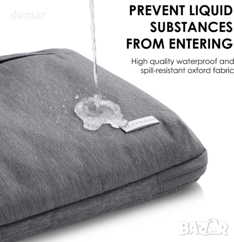TECHGEAR защитен калъф за лаптоп 15.6 инча, с дръжка, презрамка и джобове, водоустойчив, сив, снимка 9 - Чанти - 53783506