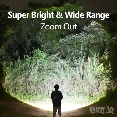 Акумулаторен мощен алуминиев LED фенер с осветяване над 1000 метра, снимка 6 - Къмпинг осветление - 51342076