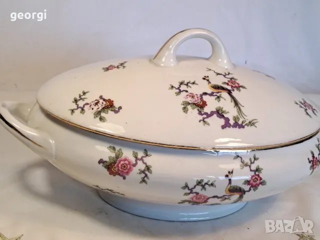 порцеланов супник с цветя и райски птици Limoges 8/5, снимка 7 - Сервизи - 49939088