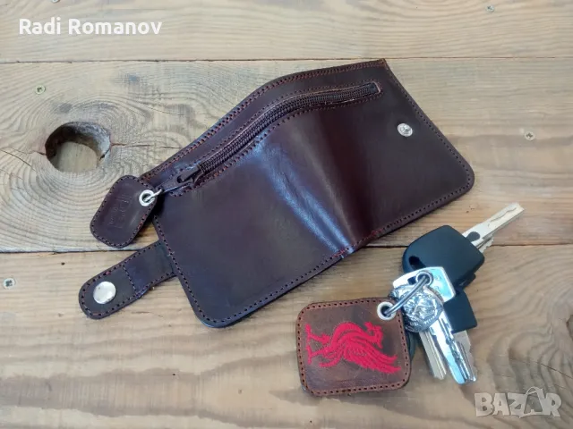 Ръчно изработен мъжки кожен портфейл, кожено портмоне , снимка 4 - Портфейли, портмонета - 49404752