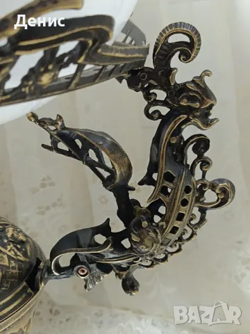 антична немска месингова лампа 450, снимка 4 - Настолни лампи - 49616597