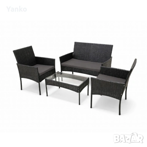 Елегантен ратанов комплект за градина с маса и възглавници - комфорт и стил