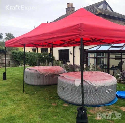 Червена Сгъваема градинска шатра 3×6м – голямо покритие, стабилна конструкция и водоустойчив плат, снимка 5 - Градински мебели, декорация  - 50484629