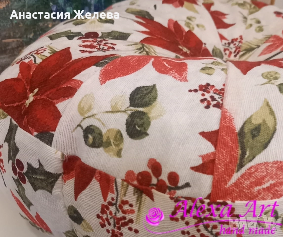Кръгла коледна възглавница 40 см, снимка 3 - Декорация за дома - 52318941