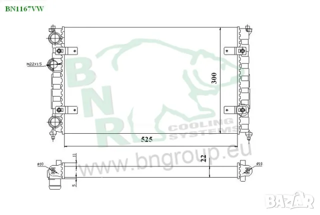 Воден радиатор BNR за SEAT,VW BN1167, снимка 3 - Части - 14376093