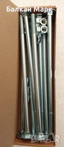 Коларски болтове с гайки – 12x280, DIN 603, поцинковани,18бр. (внос от Германия) 