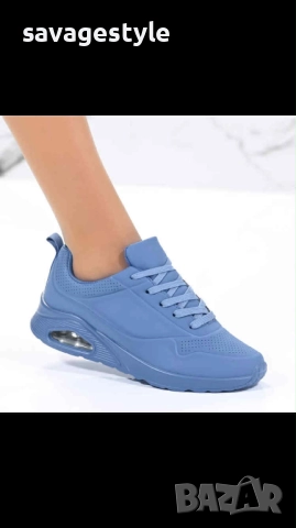 Дамски маратонки в синьо с връзки , снимка 2 - Маратонки - 51756234